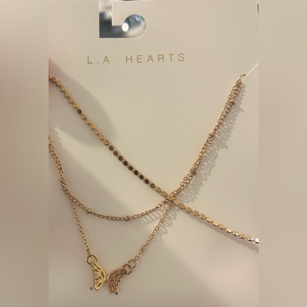 L.A. Hearts Layered Butterfly Necklace 🌟